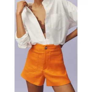 Anthropologie Colette Shorts by Maeve Linen Edition Women’s Size 32 Orange NWT