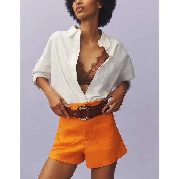 Anthropologie Colette Shorts by Maeve Linen Edition Women’s Size 32 Orange NWT