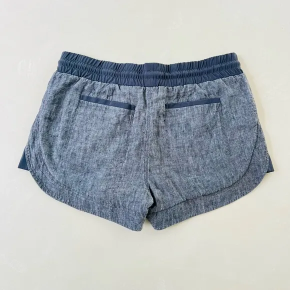 Athleta Beachside Bali Gray Drawstring Linen Shorts 4