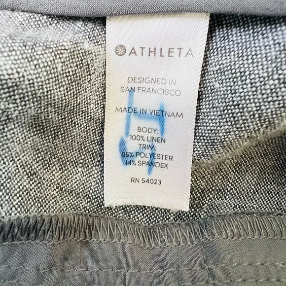 Athleta Beachside Bali Gray Drawstring Linen Shorts 4
