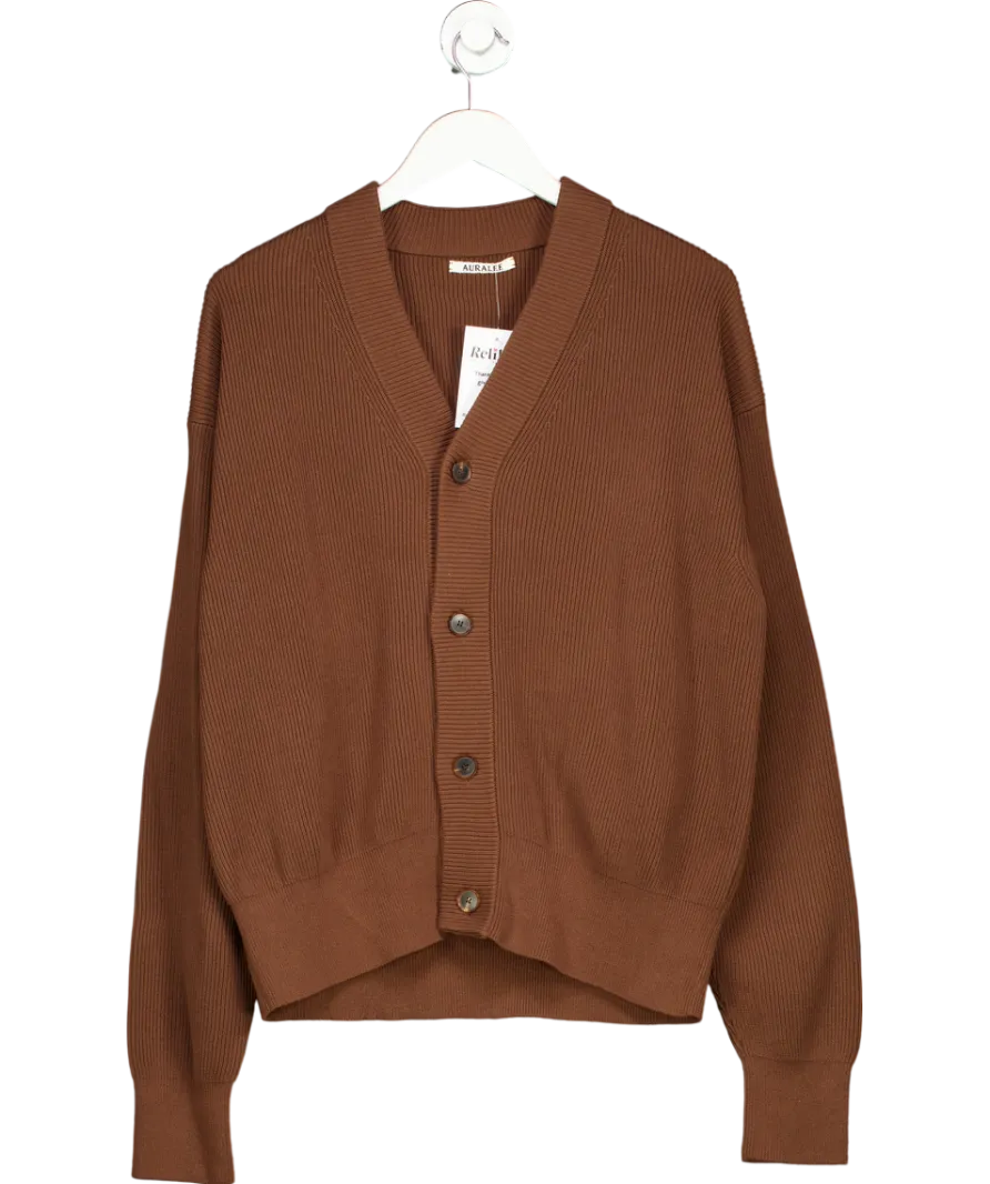 Auralee Brown Cotton Cardigan UK M
