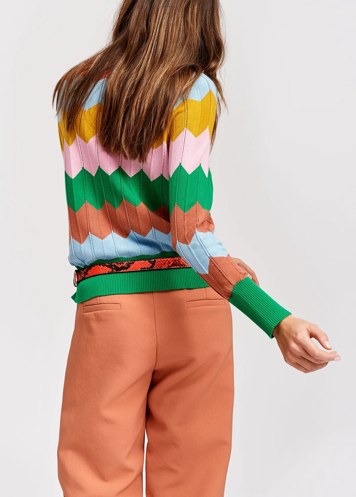 Autumn colors zigzag pattern knitted jumper