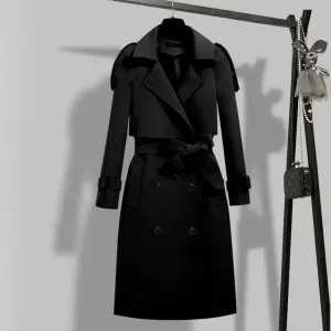 Autumn winter trench-coat Turn Down Collar black oversize Overcoat Long Sleeve plus size fashion women Trench Coats