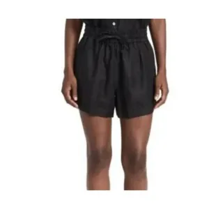 AYR The Staycation Shorts Black Linen Pull-on High Waist Shorts Size XS NEW