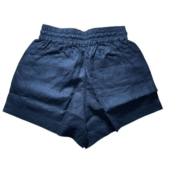 AYR The Staycation Shorts Black Linen Pull-on High Waist Shorts Size XS NEW