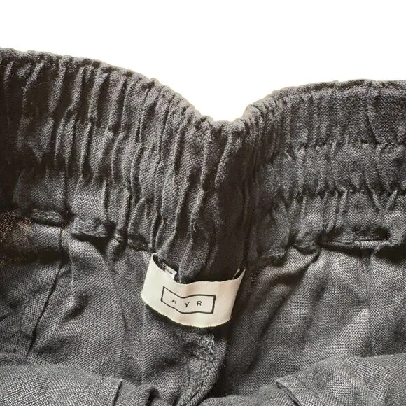 AYR The Staycation Shorts Black Linen Pull-on High Waist Shorts Size XS NEW