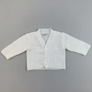 Baby Boys Knitted Design Cardigan - White