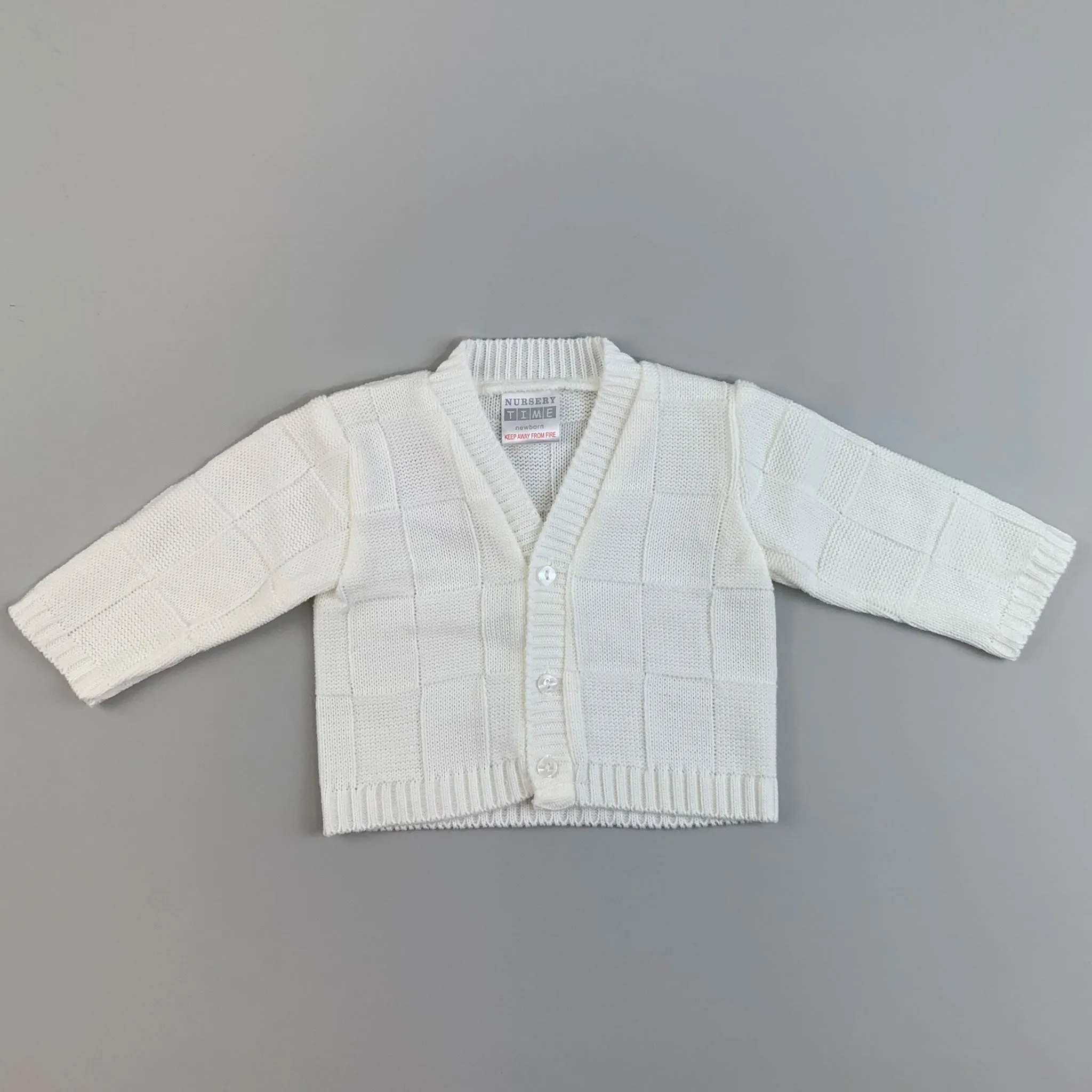 Baby Boys Knitted Design Cardigan - White