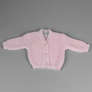 Baby Girls Ribbed Knitted Cardigan - Pink