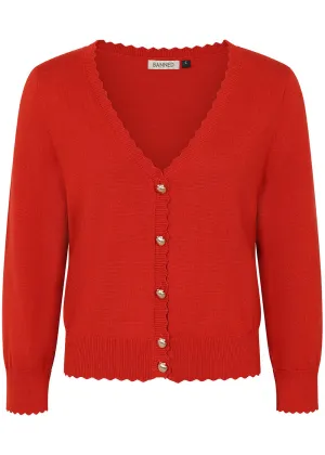 Banned Thelma Scallop Cardigan Red