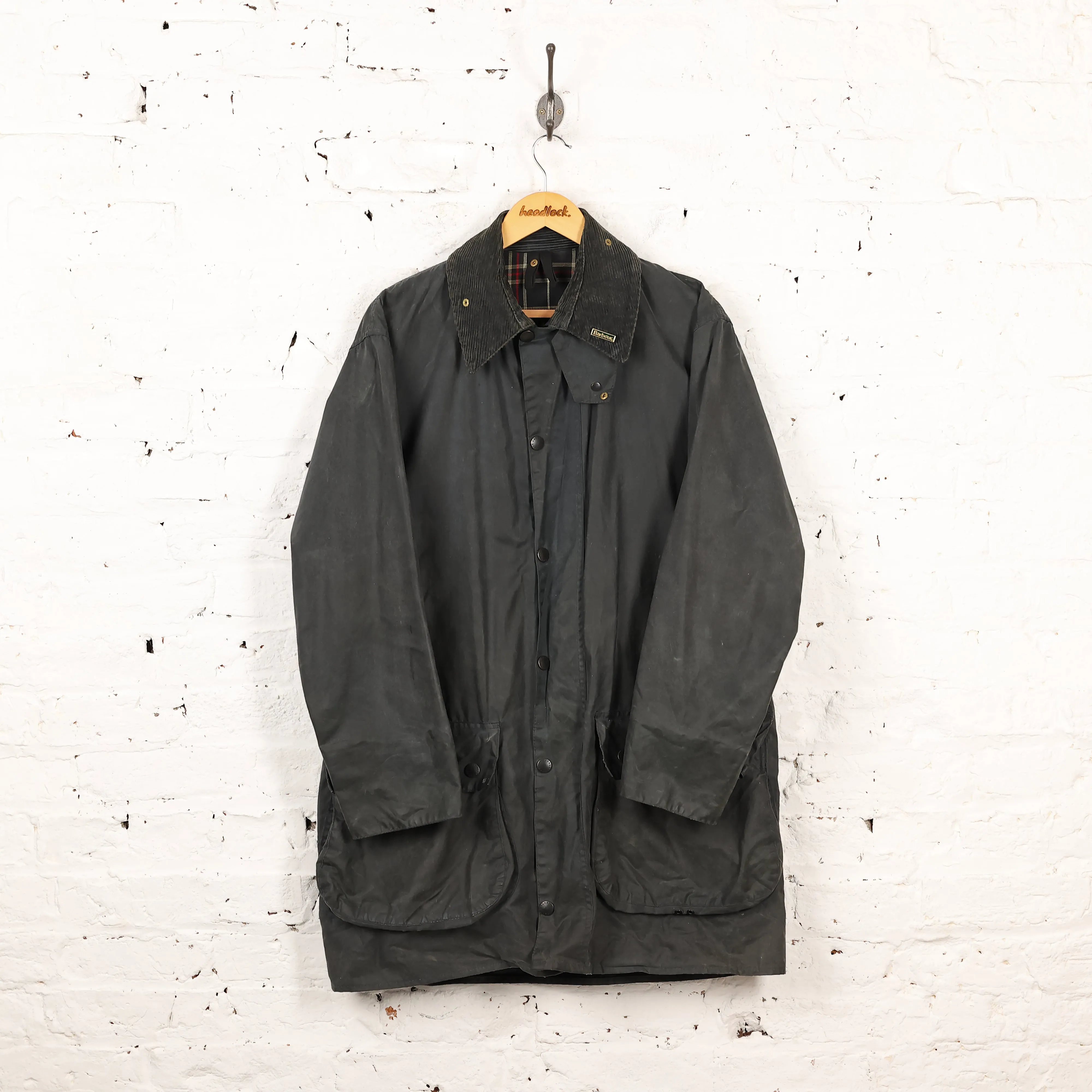 Barbour Border Wax Jacket Coat - Blue - M