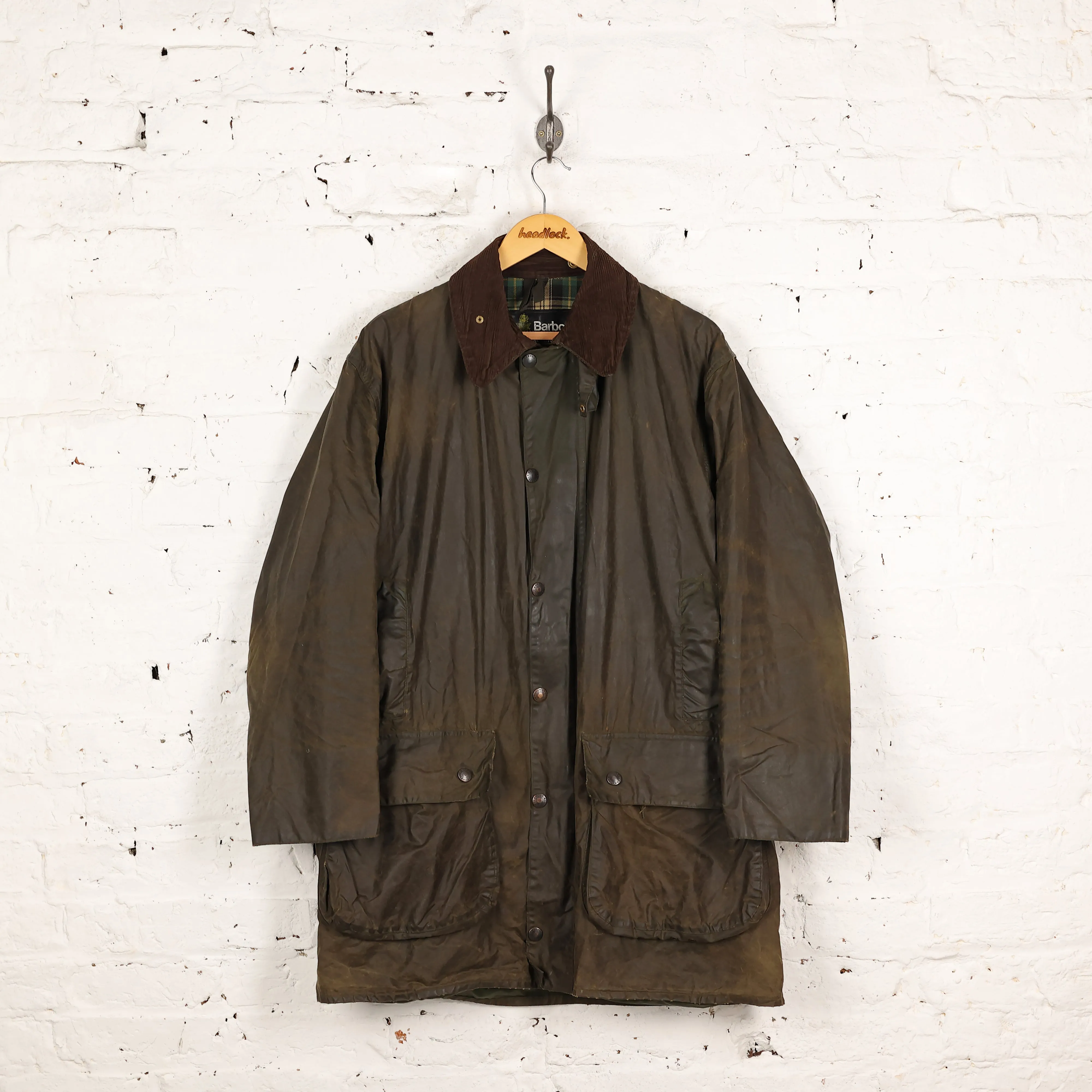 Barbour Border Wax Jacket Coat - Green - L