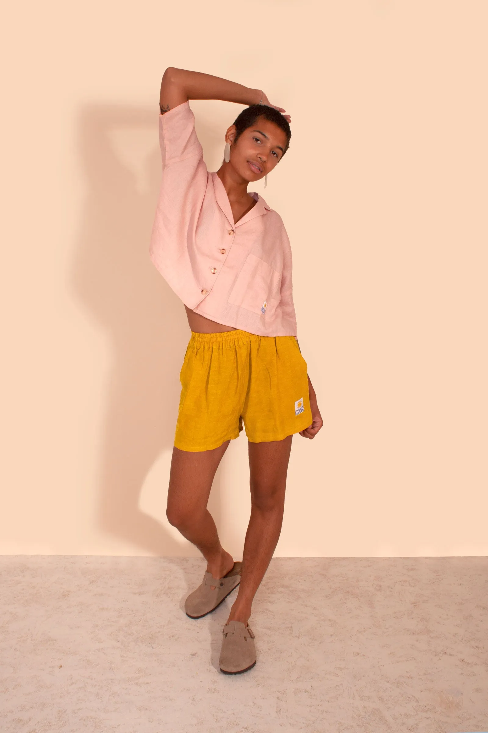 Basic Linen Shorts Saffron