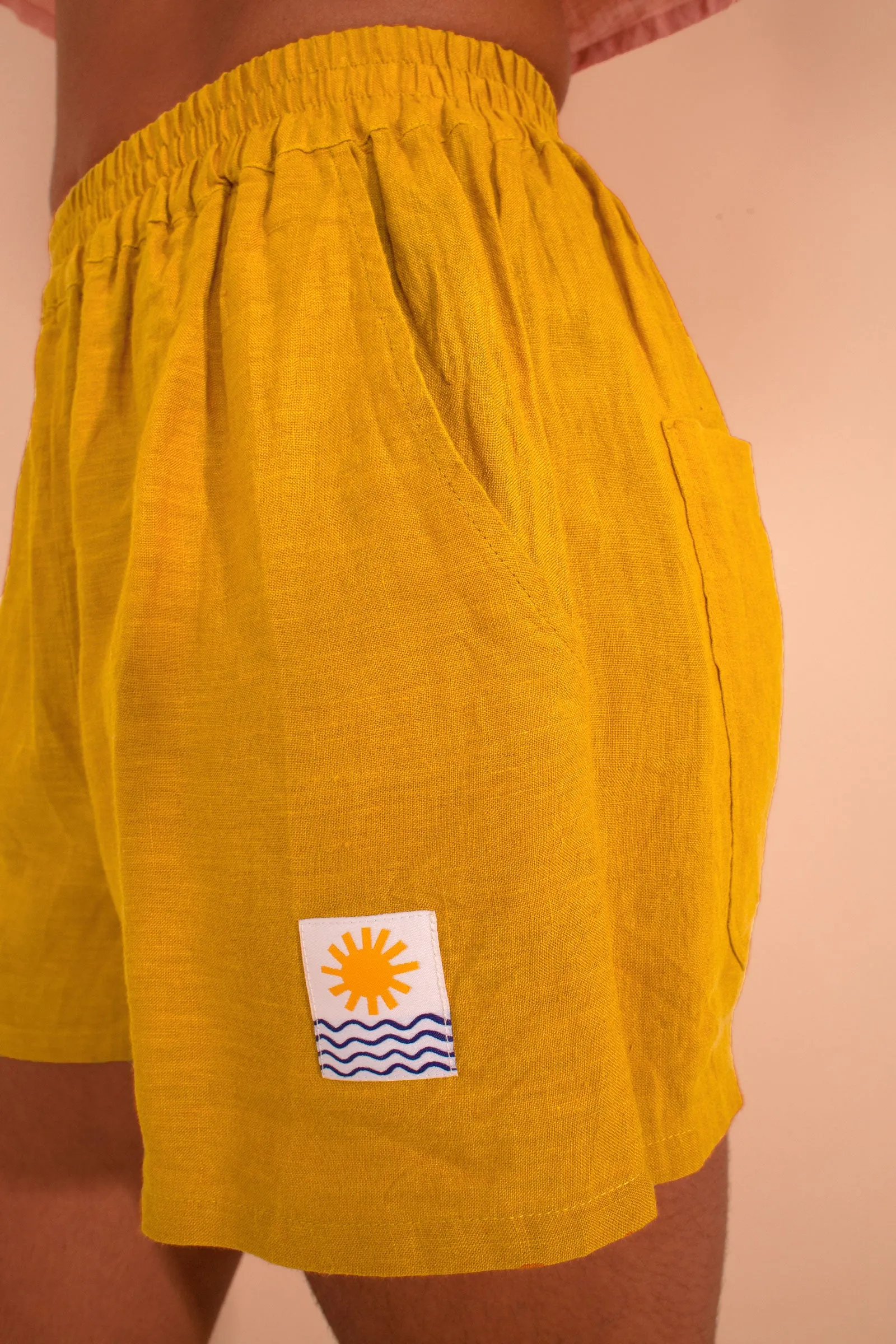 Basic Linen Shorts Saffron