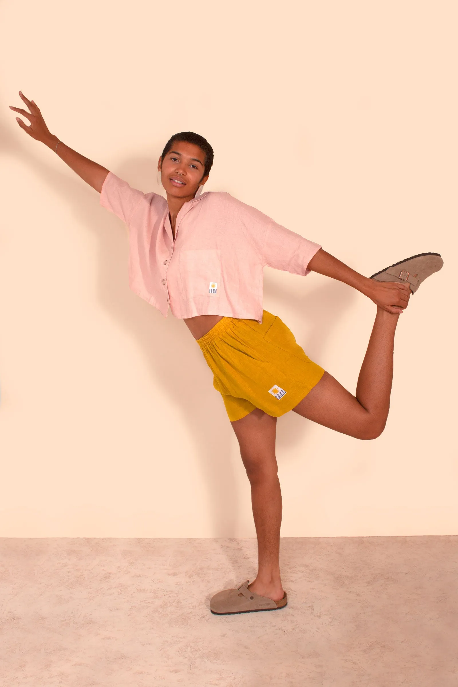 Basic Linen Shorts Saffron
