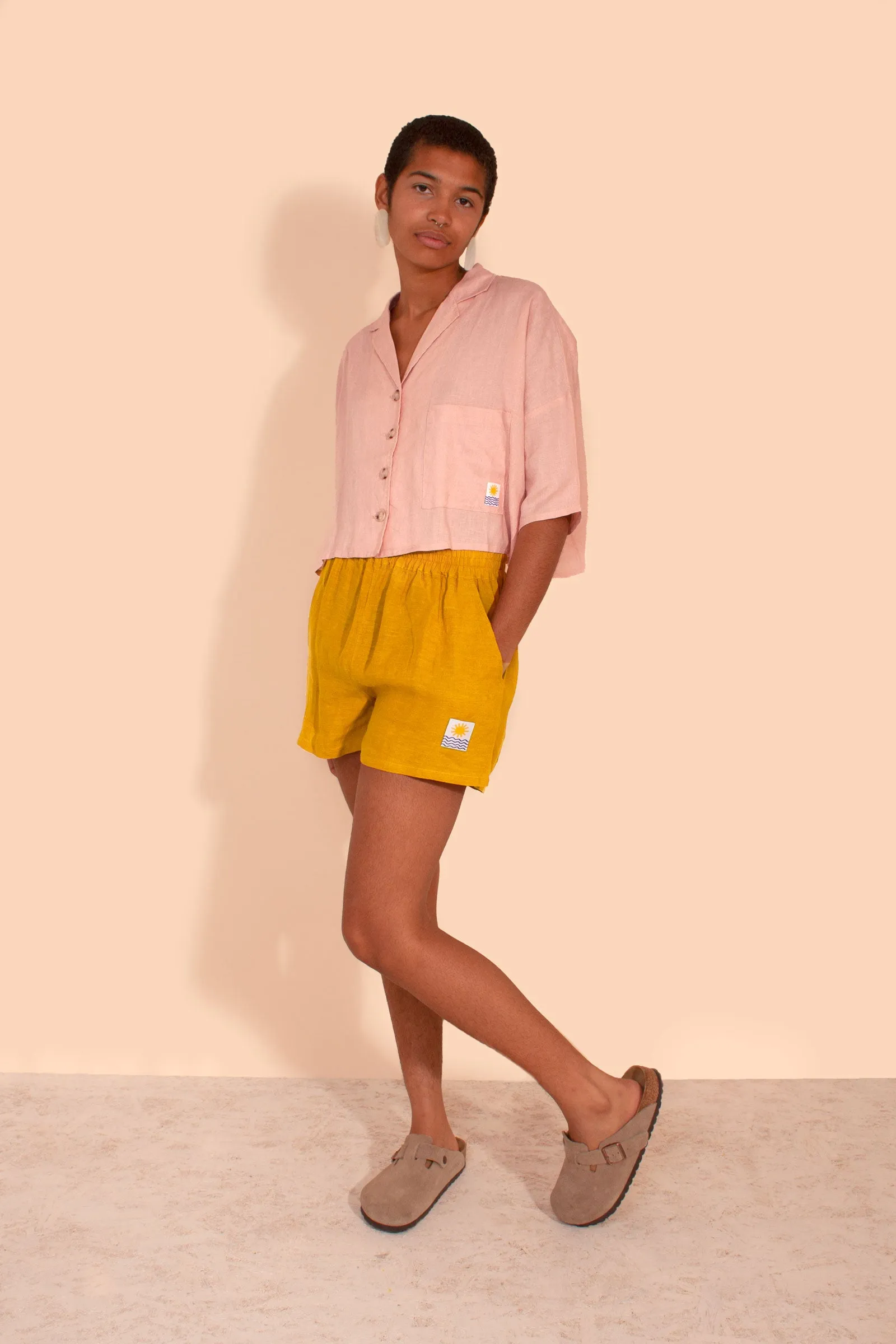 Basic Linen Shorts Saffron
