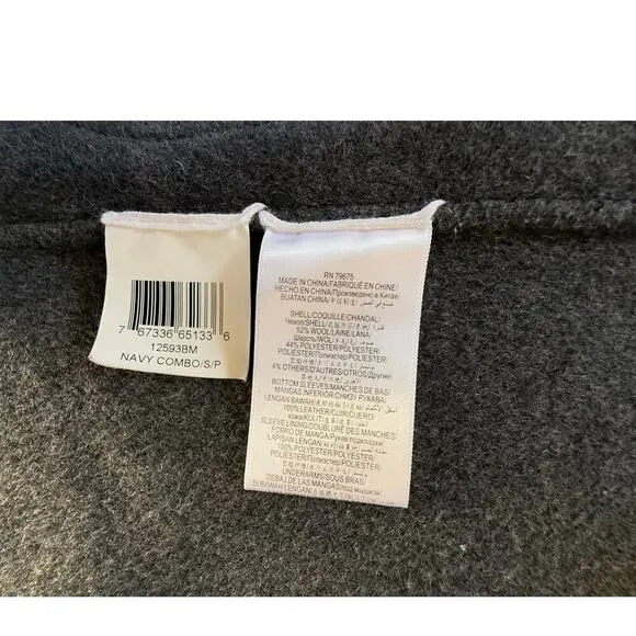 BCBGMAXAZRIA Women's Wool Shawl Collar Duster Trench Coat Blue/Gray Size S