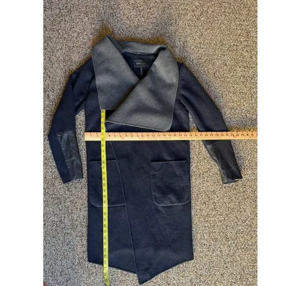 BCBGMAXAZRIA Women's Wool Shawl Collar Duster Trench Coat Blue/Gray Size S