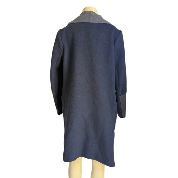BCBGMAXAZRIA Women's Wool Shawl Collar Duster Trench Coat Blue/Gray Size S