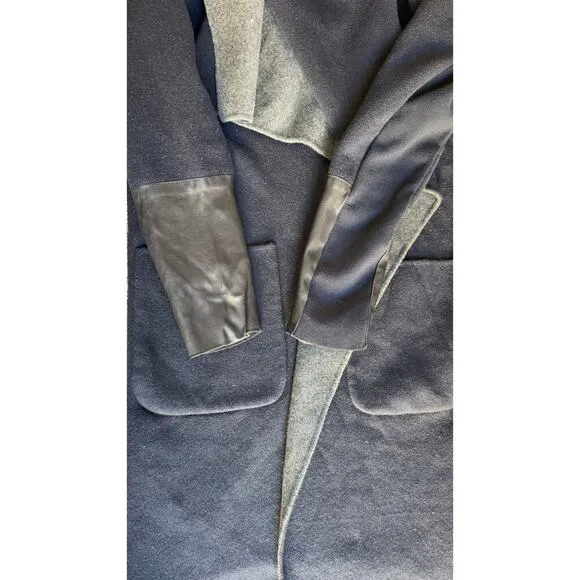 BCBGMAXAZRIA Women's Wool Shawl Collar Duster Trench Coat Blue/Gray Size S