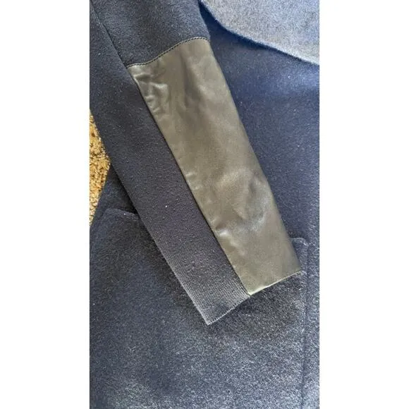 BCBGMAXAZRIA Women's Wool Shawl Collar Duster Trench Coat Blue/Gray Size S