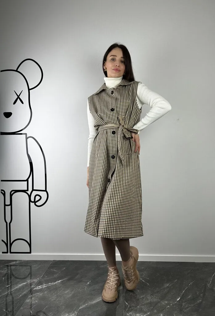 Beigie Trench coat with attaching sleeves