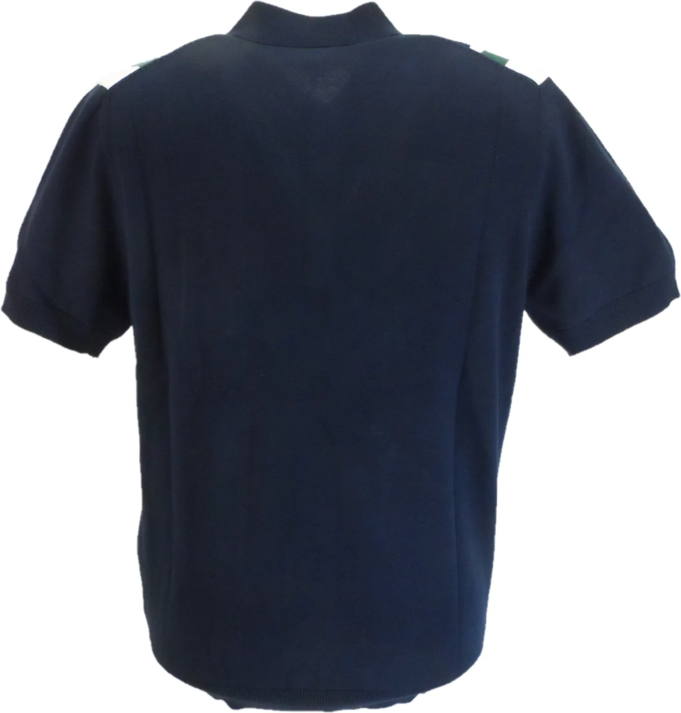 Ben Sherman Navy Blue Knitted Striped Mod Polo Shirt