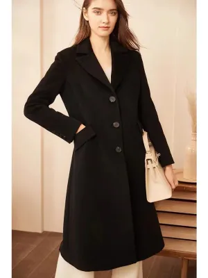 Best selling quality  winter  ladies double breasted luxury long cashmere wool trench coat