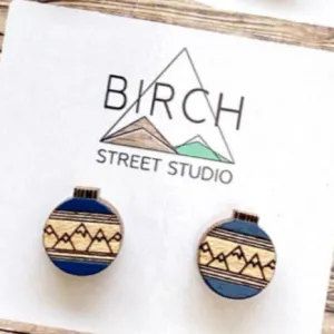 Birch Street - Wooden Stud Earrings | Christmas Ball Ornaments