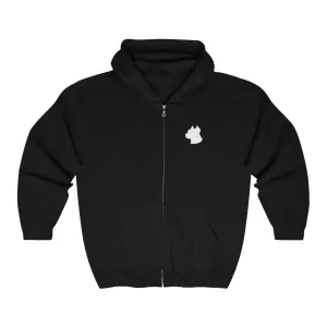 Black and White Full Zip Hooded Sweatshirt