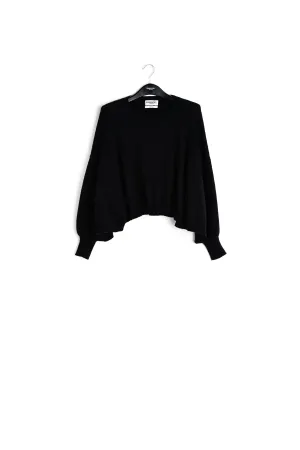 Black knit sweater with cape effect