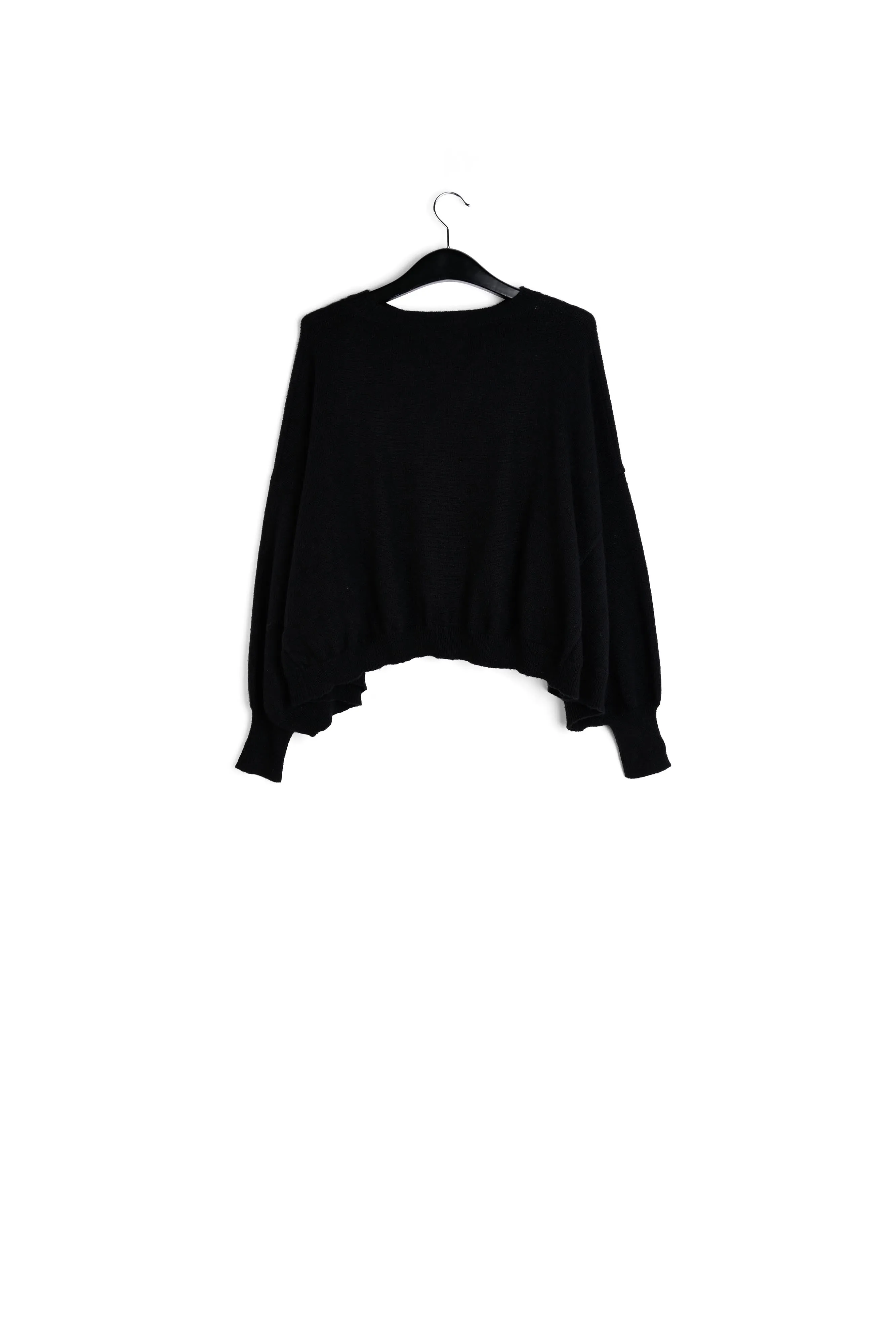 Black knit sweater with cape effect