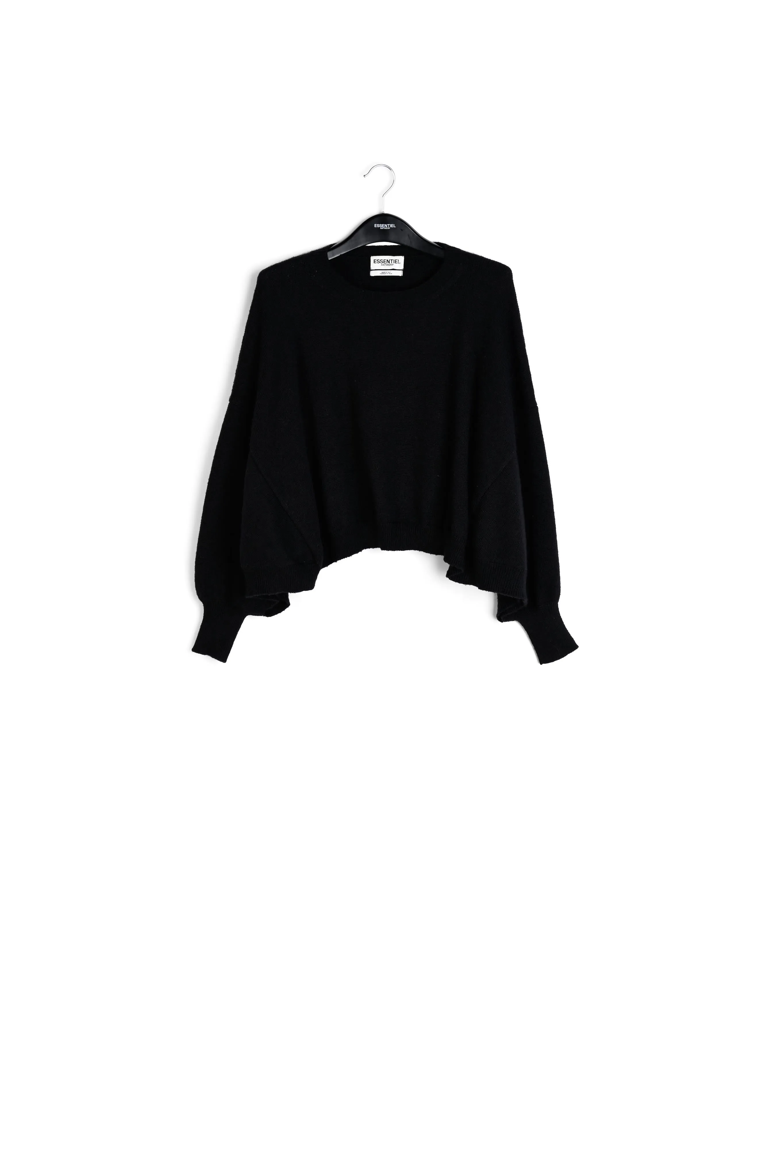 Black knit sweater with cape effect