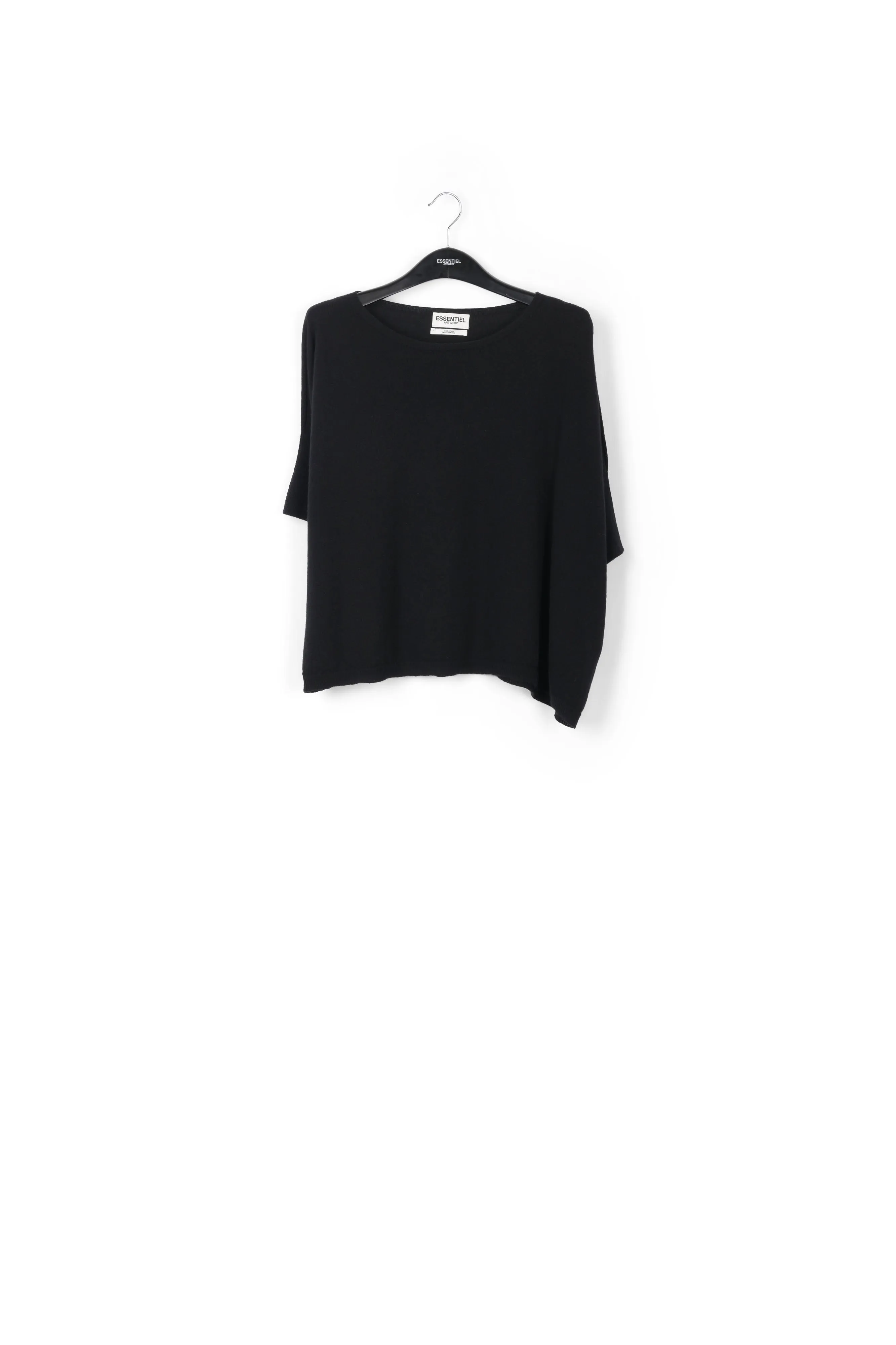 Black oversized cashmere blend knitted top