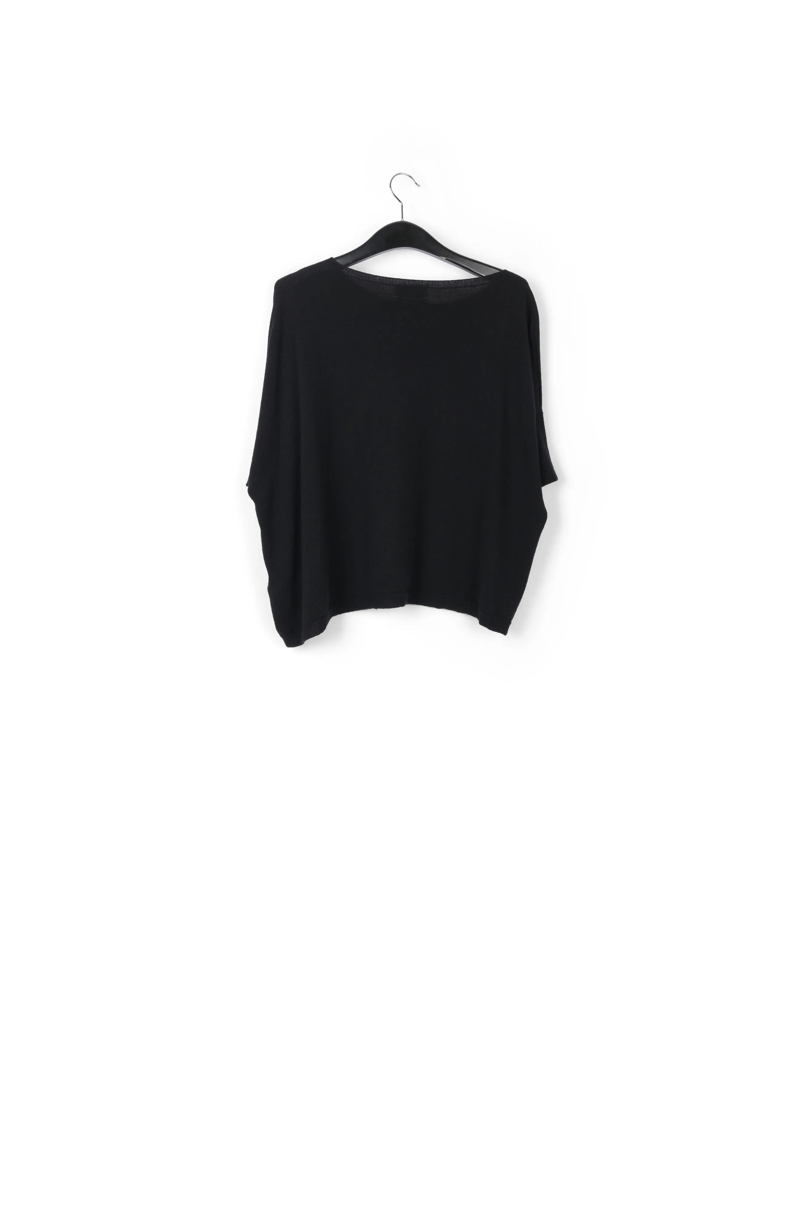 Black oversized cashmere blend knitted top
