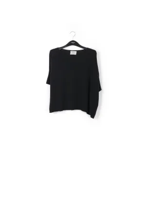 Black oversized cashmere blend knitted top