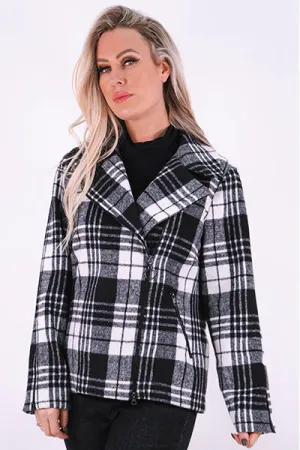 Black/Ivory Plaid Coat - SALE