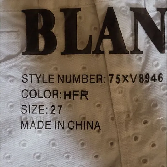 Blank NYC Barrow White Eyelet Denim Shorts Size 27 New in Package