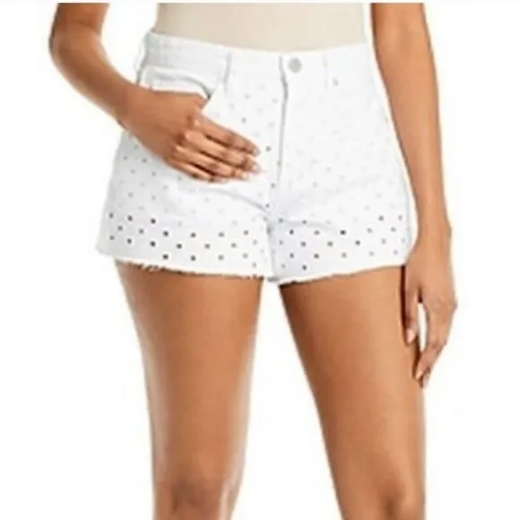 Blank NYC Barrow White Eyelet Denim Shorts Size 27 New in Package