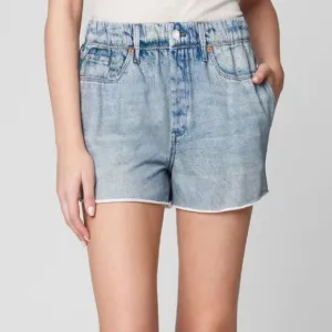 Blank NYC City Scape French Terry Faux Denim Shorts Blue Medium