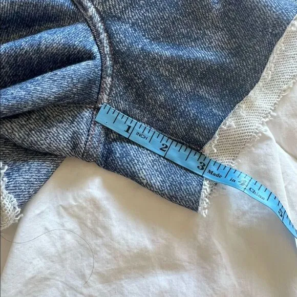Blank NYC City Scape French Terry Faux Denim Shorts Blue Medium