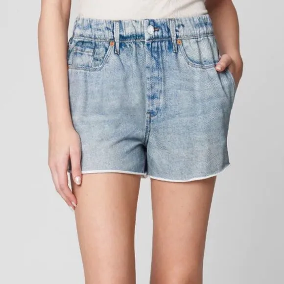 Blank NYC City Scape French Terry Faux Denim Shorts Blue Medium