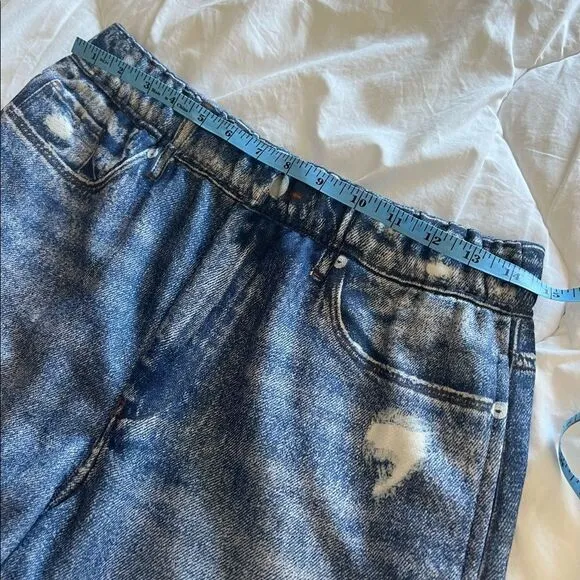 Blank NYC City Scape French Terry Faux Denim Shorts Blue Medium
