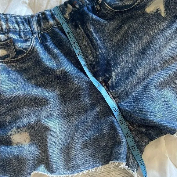 Blank NYC City Scape French Terry Faux Denim Shorts Blue Medium