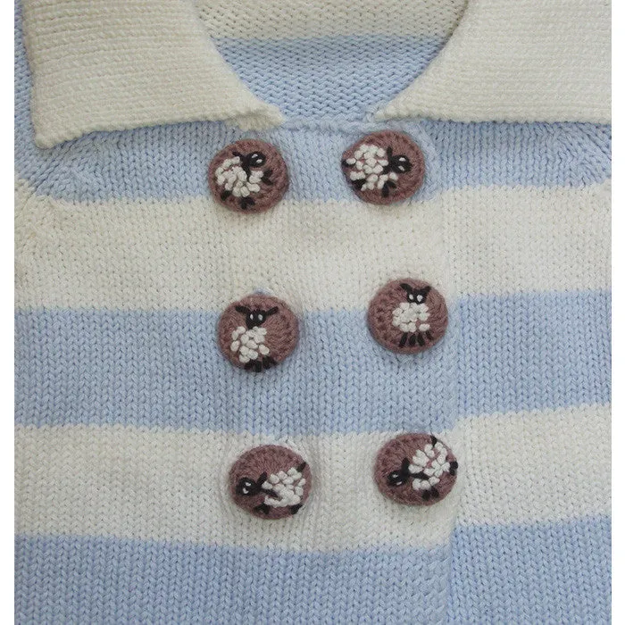 Blue and White Striped Sheepy Cardigan