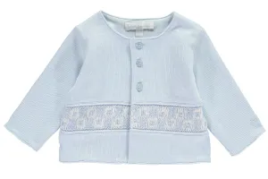 Blue Hand Smocked Cardigan