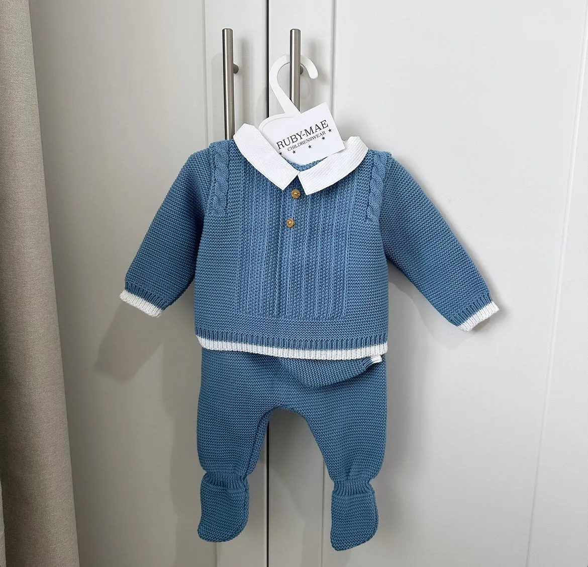 Blue Knitted Jumper & Pants Outfit - Tommy