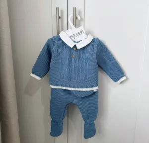 Blue Knitted Jumper & Pants Outfit - Tommy