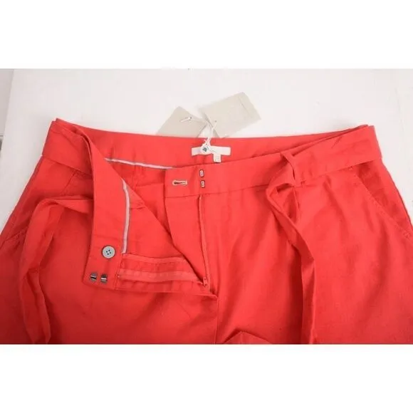Boden Womens Cora Linen Blend Shorts UK 18 US 14 Pink Tie Belt NWT