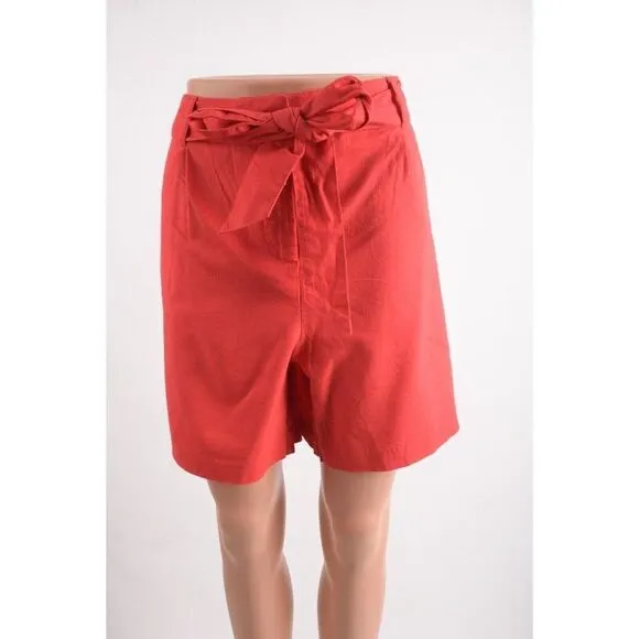 Boden Womens Cora Linen Blend Shorts UK 18 US 14 Pink Tie Belt NWT